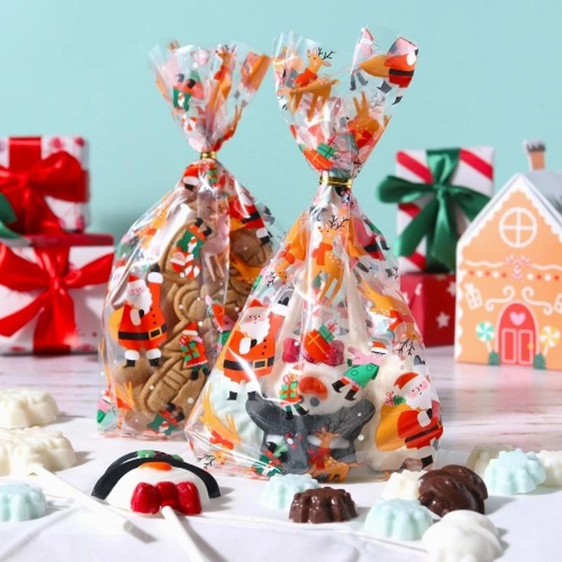 Christmas Plastic Bags 5 christmas plastic treat bags