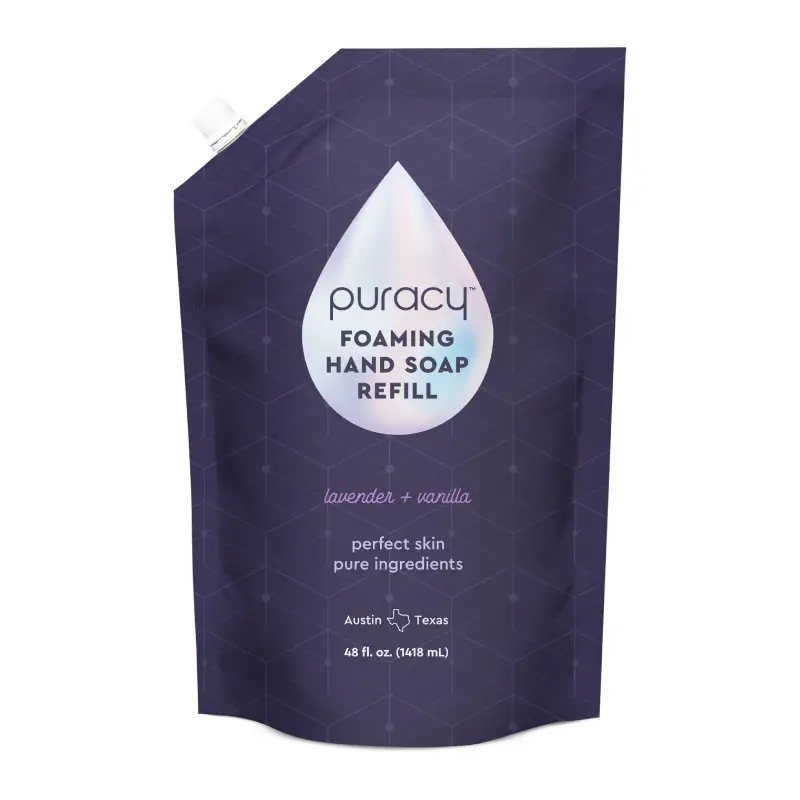 purple liquid hand soap refill pouch