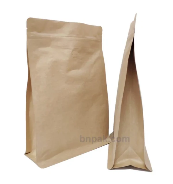 Kraft Paper Flat Bottom Zipper Storage Packaging Pouches