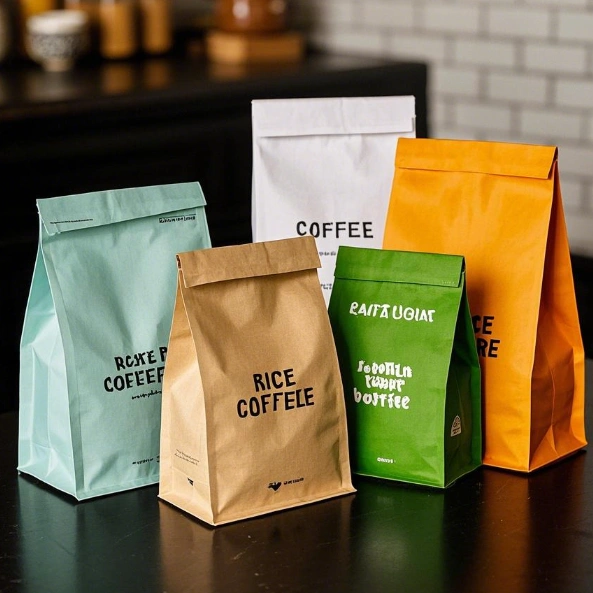 Rice Paper Coffee Bags 6 Kraft Stand Up Pouch Food rice paper coffee bags