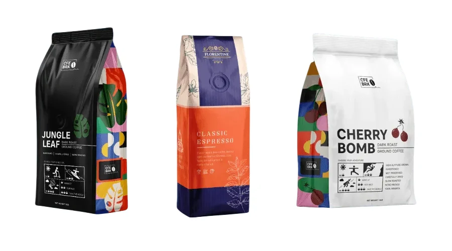 Hot Stamp Coffee Bags 6 application of recyclable quad seal pouch