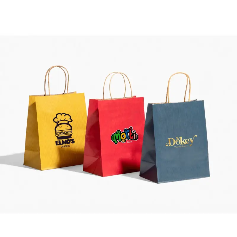 colored kraft paper shopping bags