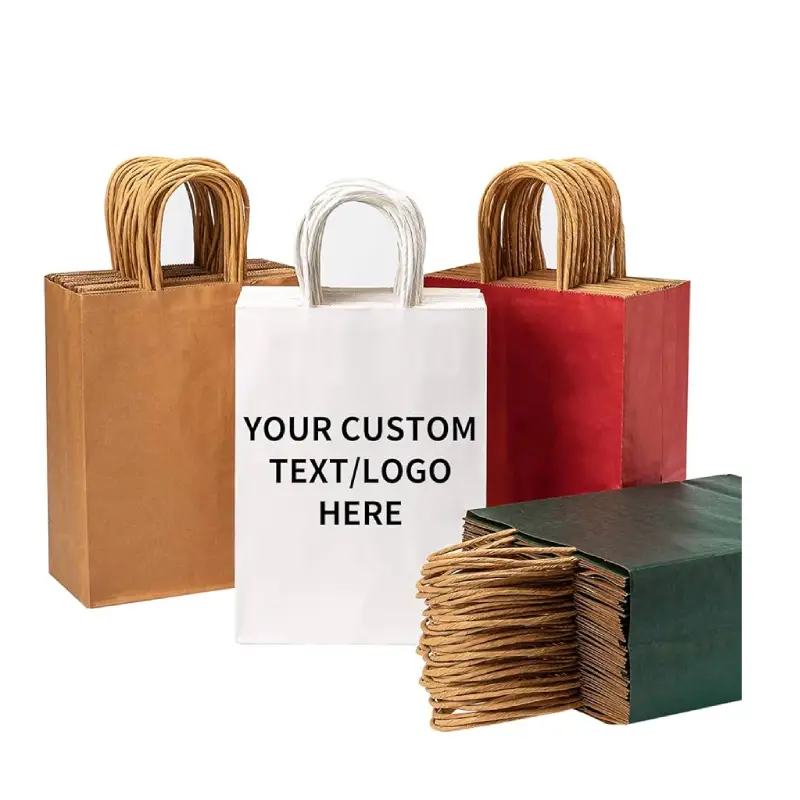 Custom Kraft Paper Bags 3 custom printed kraft paper shopping bags