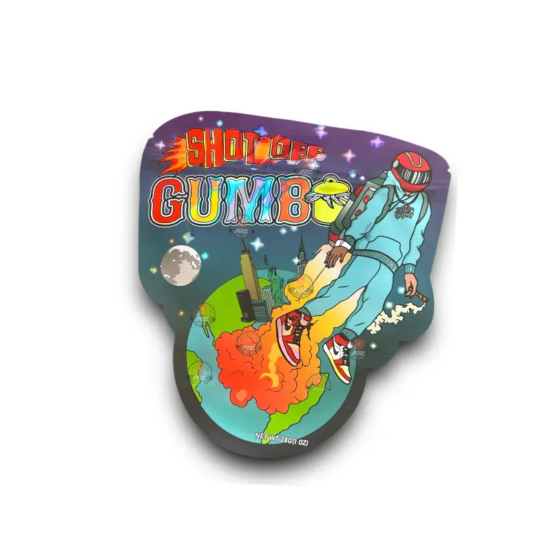 Gumbo Mylar Bags 3 custom shaped gumbo mylar bags