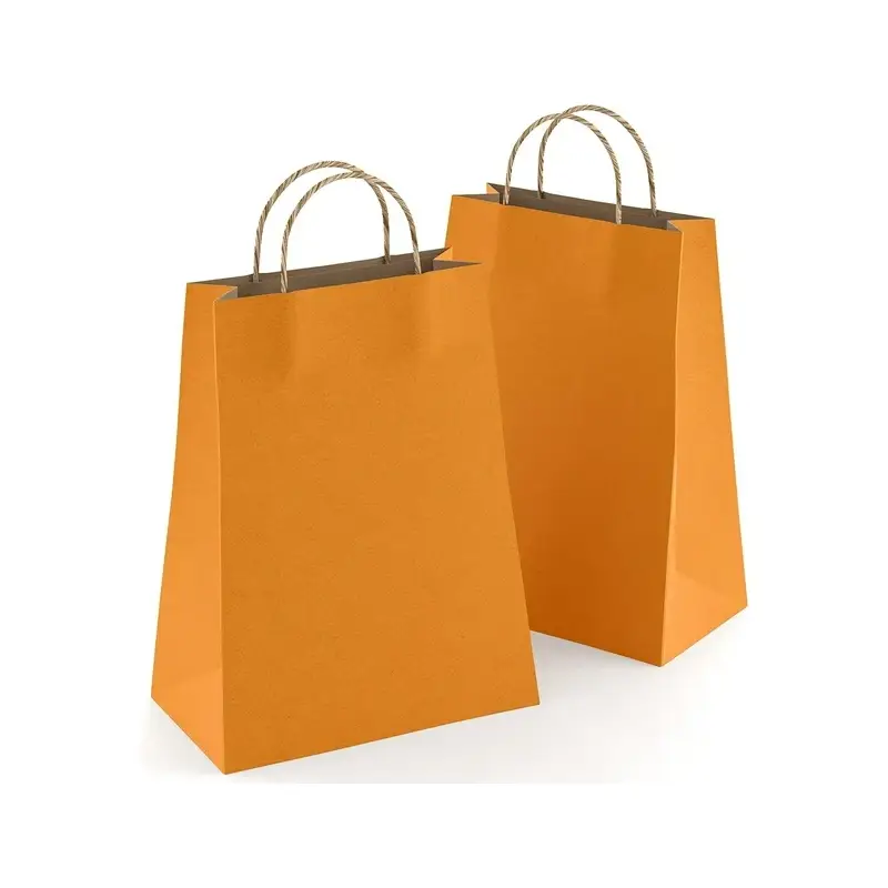 Kraft Paper Grocery Bags 10 orange kraft paper grocery bags