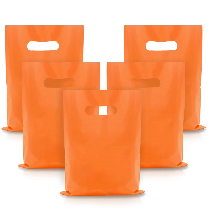 Orange Plastic Bags 6 orange plastic carry bag