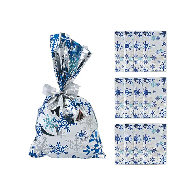 Christmas Mylar Bags 7 snowflake metallic mylar christmas bags