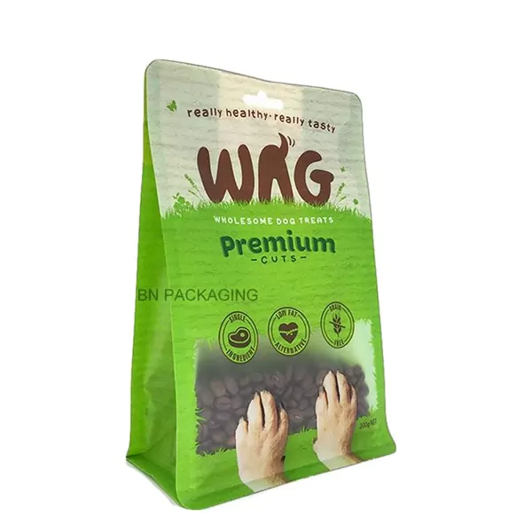 Biodegradable Pet Food Packaging 7 Flat Bottom Pet Food Packaging Bag With Window