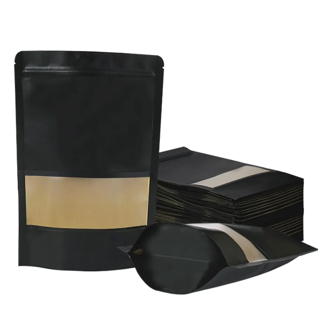 Kraft Paper Food Pouches 7 Stand up food black kraft paper bag
