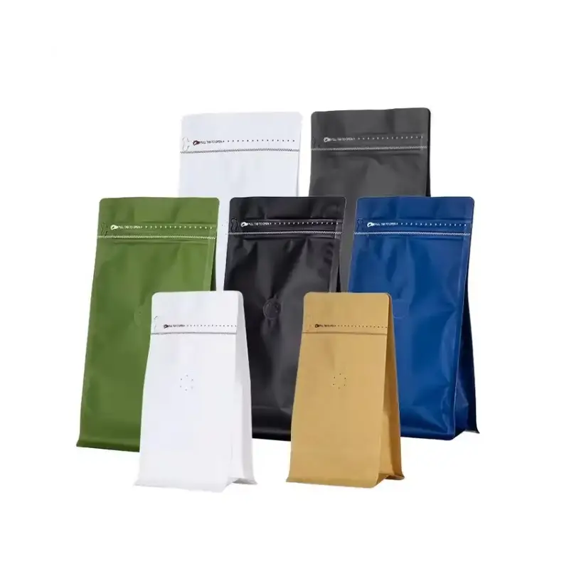 Kraft Coffee Bags With Valve 4 colored stand up coffee bags with valve