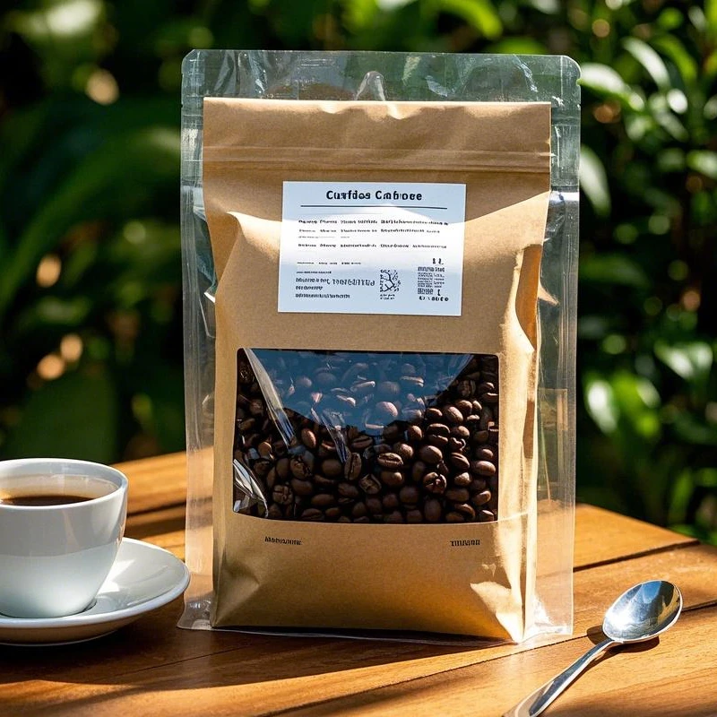 Coffee Kraft Paper Bag 16 kraft paper bag with window