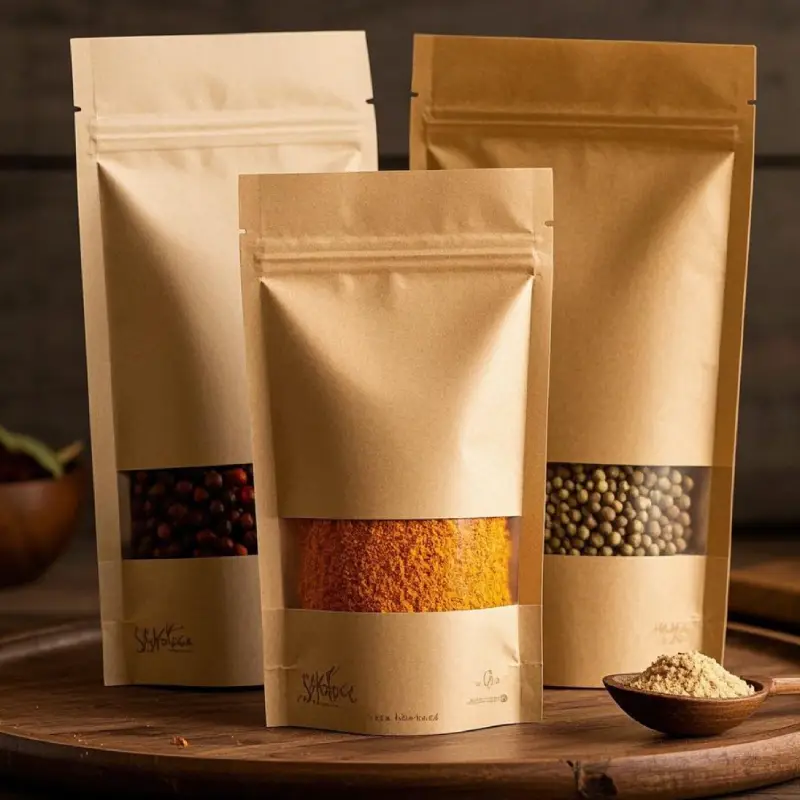 Spice Packaging Pouch 5 kraft spice packaging pouch with window