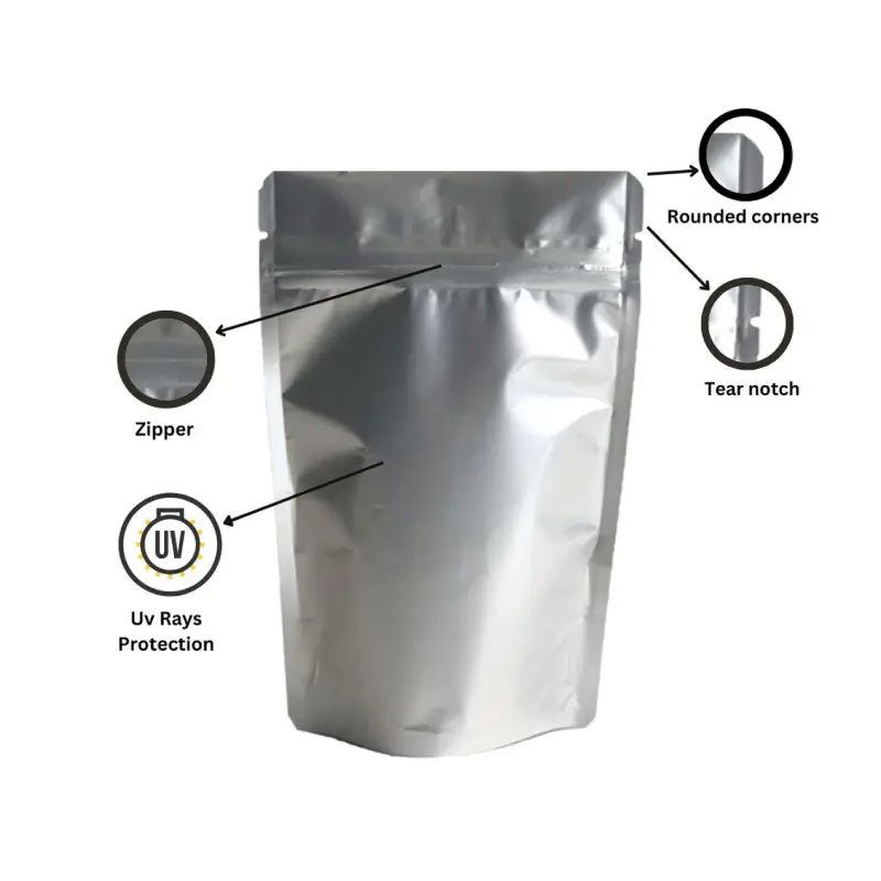 Silver Pouch Bag 9 matte silver pouch with round corner