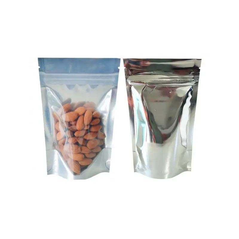 Silver Pouch Bag 6 silver stand up pouch with translucent front