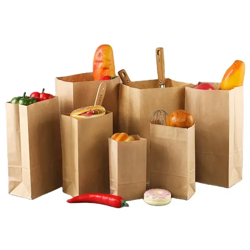 Kraft Paper Food Pouches 3 square food kraft paper bag