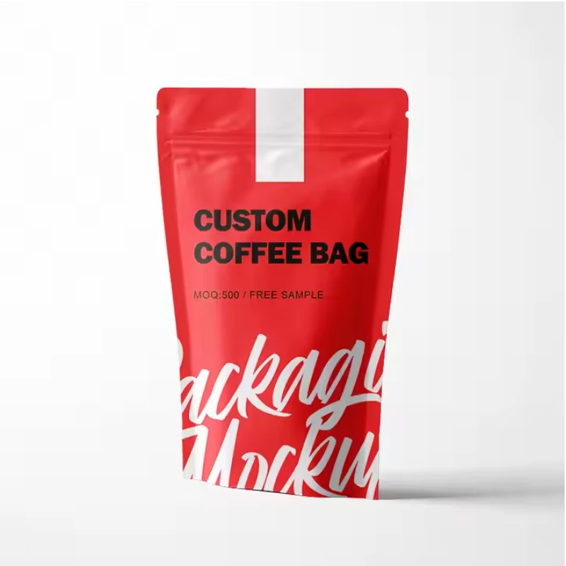 stand up red coffee bag