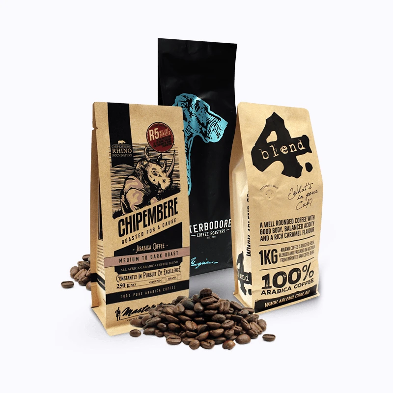 Custom Printed Coffee Packaging 6 water based ink printed coffee bags