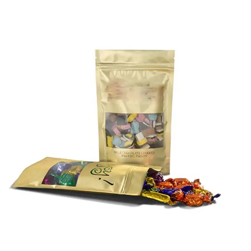 Candy Pouch 7 candy gold stand up pouches with clear window