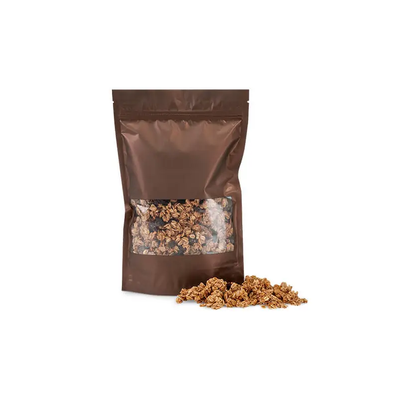 Chocolate Milk Pouch 9 chocolate windowed stand up pouches