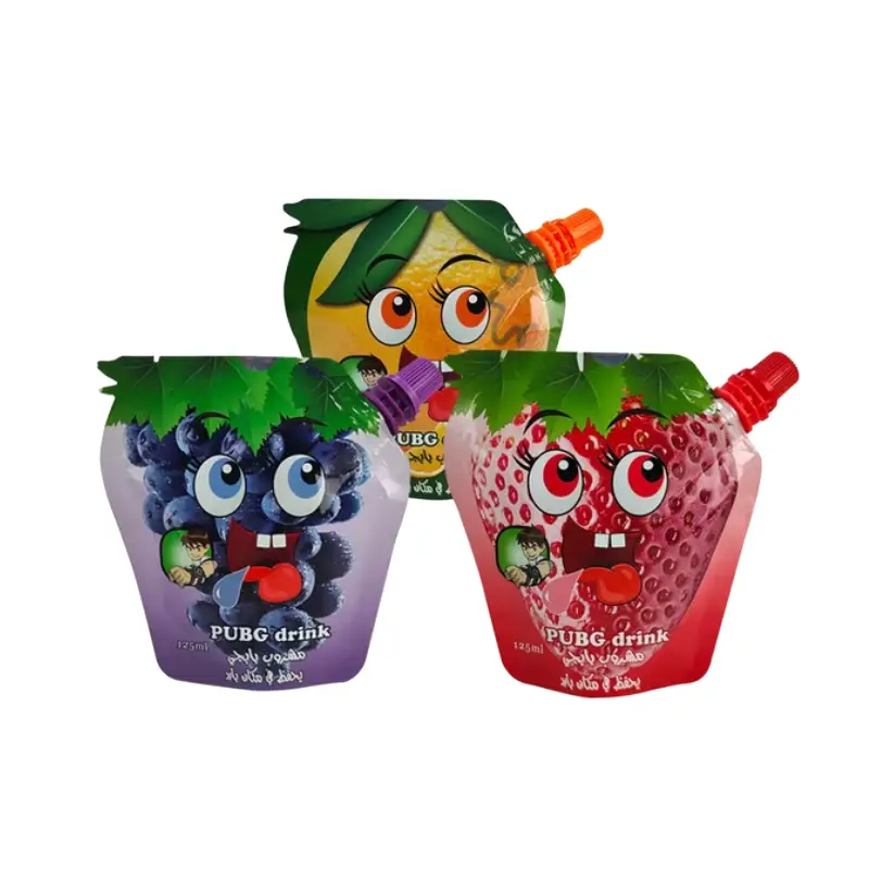 Grape Juice Pouch 6 custom grape juice pouches with sided spout