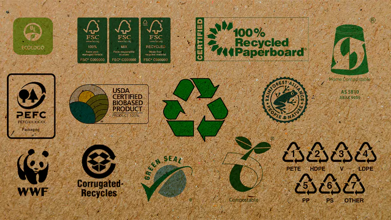 disposal logos for eco friendly packaging bag