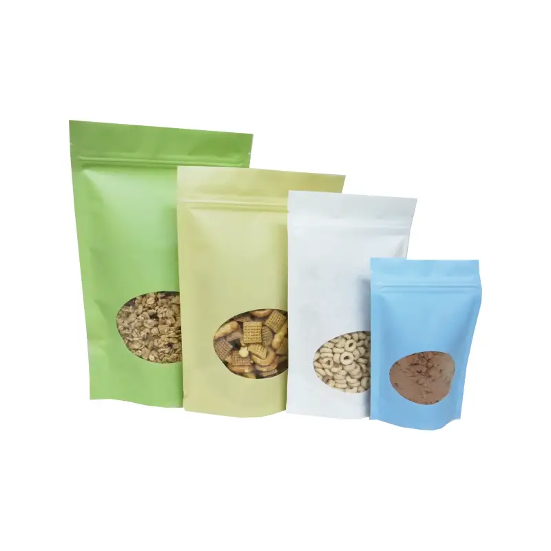 rice paper bag pouches with olive window