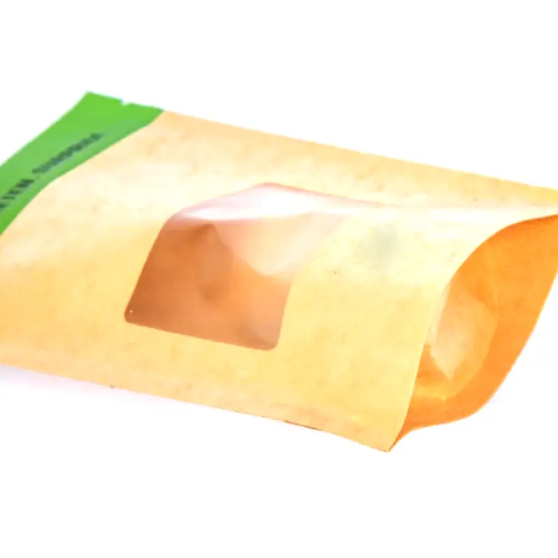 rice paper kraft pouch bag with window