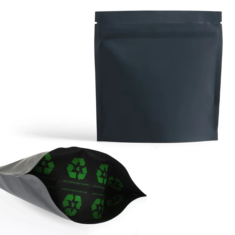 Black Recyclable Mono PE Coffee Pouches