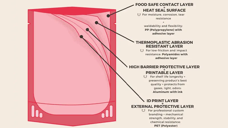 Multi Layer Barrier Protection stand up pouches
