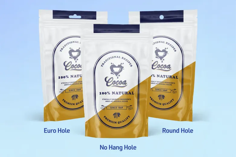 Customization hang hole pouches